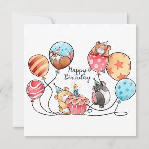 Tarjeta Festiva Hámsters de Cumpleaños