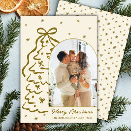 Tarjeta Festiva Hand-Drawn Christmas Tree Arch Photo Christmas