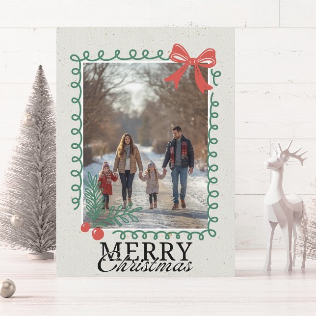 Tarjeta Festiva Hand-drawn doodle family photo Merry Christmas  (Subido por el creador)