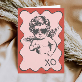 Tarjeta Festiva Hand Drawn Funny Romantic Cupid XO Valentines Day