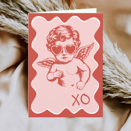 Tarjeta Festiva Hand Drawn Funny Romantic Cupid XO Valentines Day