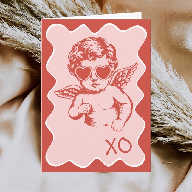Tarjeta Festiva Hand Drawn Funny Romantic Cupid XO Valentines Day (Subido por el creador)