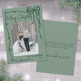 Tarjeta Festiva Hand Drawn Green Whimsical Merry Christmas