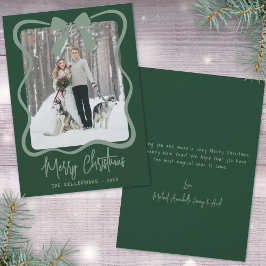 Tarjeta Festiva Hand Drawn Green Whimsical Merry Christmas