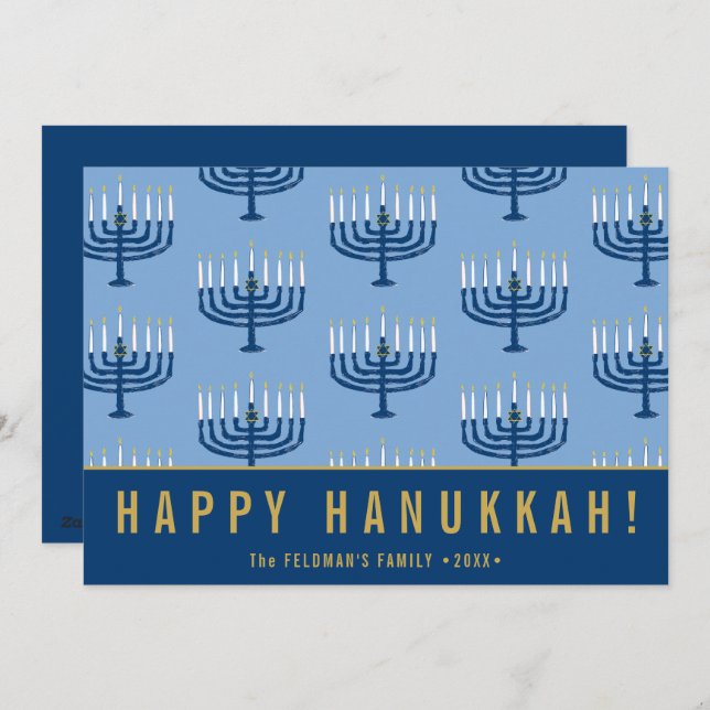 Tarjeta Festiva Hand Drawn Hanukkah Candles Happy Hanukkah  (Anverso / Reverso)