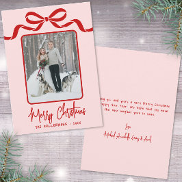 Tarjeta Festiva Hand Drawn Pink Red Whimsical Christmas