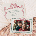 Tarjeta Festiva Hand Drawn Red and Green Bow Frame<br><div class="desc">Cute whimsical holiday card with a red and green colored hand drawn bow frame design - customizable with your favorite photo and space for a personal message to your loved ones on the reverse side.</div>