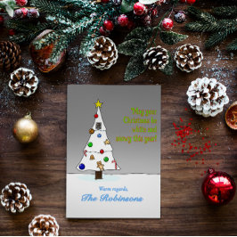 Tarjeta Festiva Hand Drawn Snowy Christmas Tree