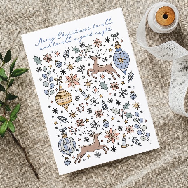 Tarjeta Festiva Hand Drawn | To All a Good Night Christmas  (Subido por el creador)