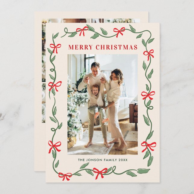 Tarjeta Festiva Hand Drawn Whimsical Boho Christmas 5 Photo (Anverso / Reverso)