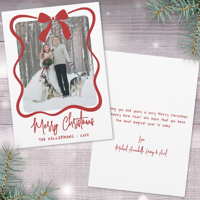 Tarjeta Festiva Hand Drawn Whimsical Merry Christmas (Hand Drawn Whimsical Merry Christmas Holiday Card)