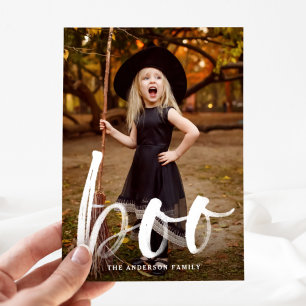 Tarjeta Festiva Hand-Lettered Boo   Halloween Photo Card