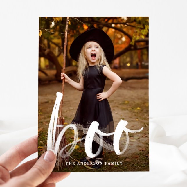 Tarjeta Festiva Hand-Lettered Boo | Halloween Photo Card (Subido por el creador)