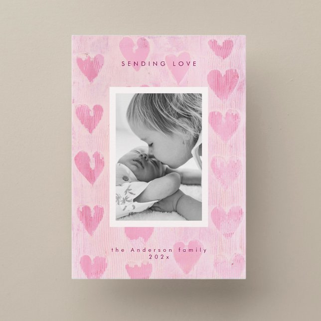 Tarjeta Festiva Handpainted heart valentine's photo greeting card  (Subido por el creador)