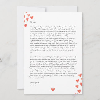Tarjeta Festiva Handwritten Love Letter with Hearts Valentine