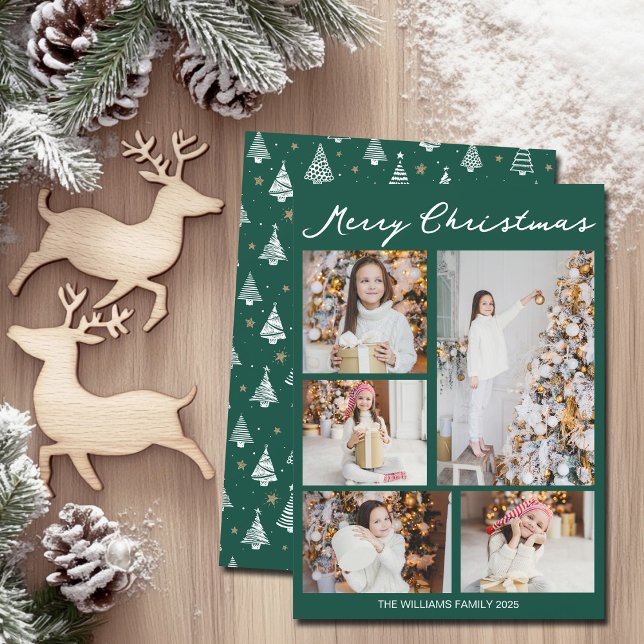 Tarjeta Festiva Handwritten Merry Christmas Emerald Green Photo (Subido por el creador)