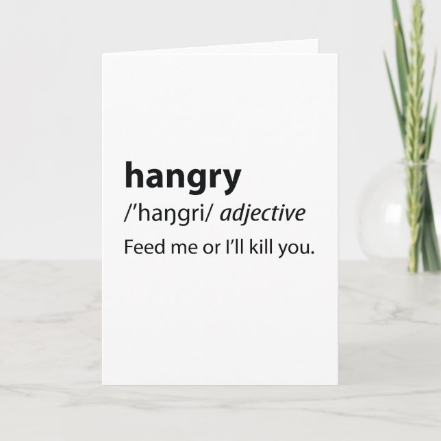 Tarjeta Festiva Hangry Funny Dictionary Definition (Anverso)