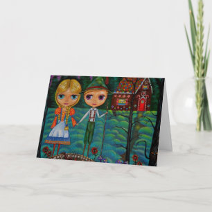 Tarjeta Festiva Hansel y Gretel Dolls Gingerbread House