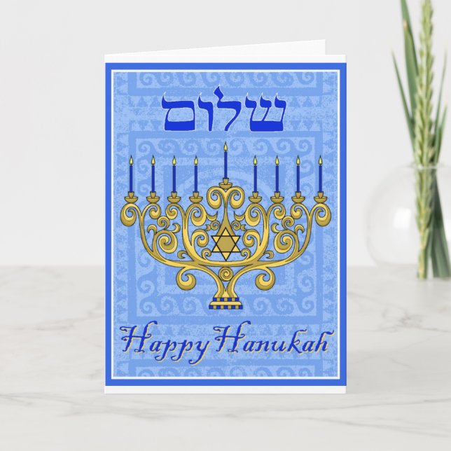 Tarjeta Festiva Hanukah feliz (Anverso)