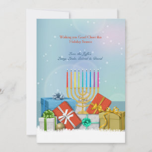 Tarjeta Festiva Hanukkah and Christmas Holiday Card