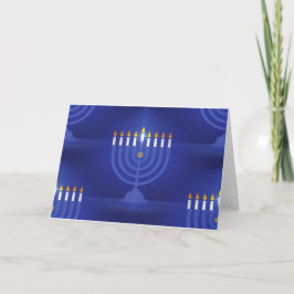 Tarjeta Festiva hanukkah azul feliz