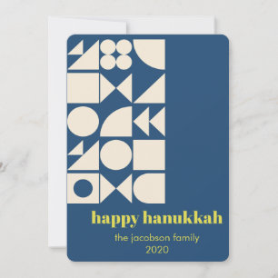 Tarjeta Festiva Hanukkah Azul Geométrico Moderno Único Personaliza