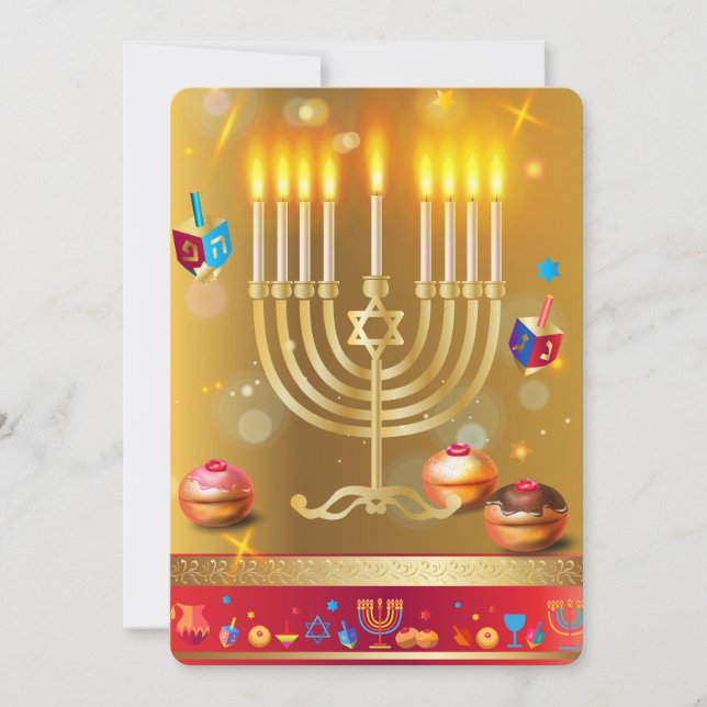 Tarjeta Festiva Hanukkah Beautiful Jewish Holiday Greeting Card (Anverso)