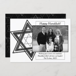 Tarjeta Festiva Hanukkah Black White Star of David Photo