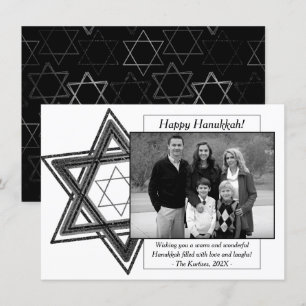 Tarjeta Festiva Hanukkah Black White Star of David Photo