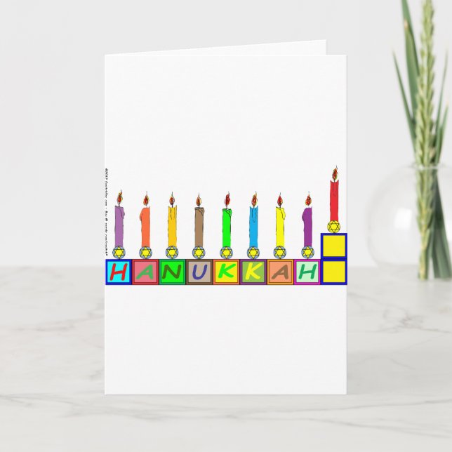 Tarjeta Festiva Hanukkah Bloques infantiles menorah (Anverso)