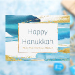 Tarjeta Festiva Hanukkah Business<br><div class="desc">Moderna tarjeta de felicitación Hanukkah Blue Gold Watercolor. Elegante tarjeta para que las empresas envíen a sus clientes/clientes. Hanukkah es un festival judío celebrado cada año por la comunidad judía.</div>