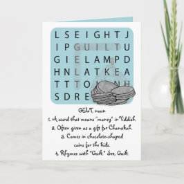 Tarjeta Festiva Hanukkah/Chanukah Gracioso definen este GELT