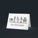 Tarjeta Festiva Hanukkah Chanukah Holiday NYC<br><div class="desc">Tarjeta de vacaciones con mi ilustracion original de pluma y tinta "New York Hanukkah". La tarjeta incluye el edificio Chrysler, el edificio Empire State, el Washington Square Arch, el puente de Brooklyn y la Estatua de la Libertad "vestida" para las vacaciones de invierno. ¿No ves lo que estás buscando? ¿Necesita...</div>