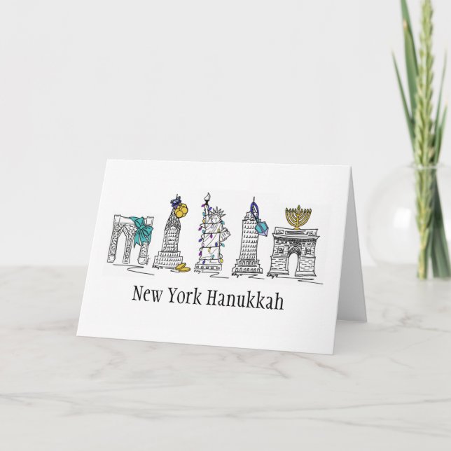 Tarjeta Festiva Hanukkah Chanukah Holiday NYC (Anverso)