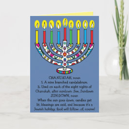 Tarjeta Festiva Hanukkah Chanukiah Funny Menorah