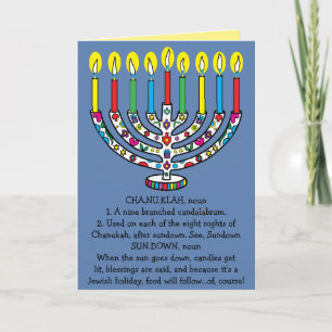 Tarjeta Festiva Hanukkah Chanukiah Funny Menorah