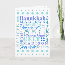 Tarjeta Festiva Hanukkah Collage Light Blue Guay Chiles Nombre