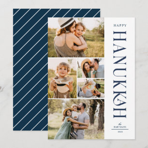 Tarjeta Festiva Hanukkah de cinco Collages de fotos modernos y ele