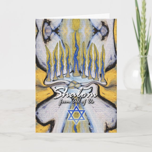Tarjeta Festiva Hanukkah de todos nosotros, pintura abstracta Meno (Anverso)