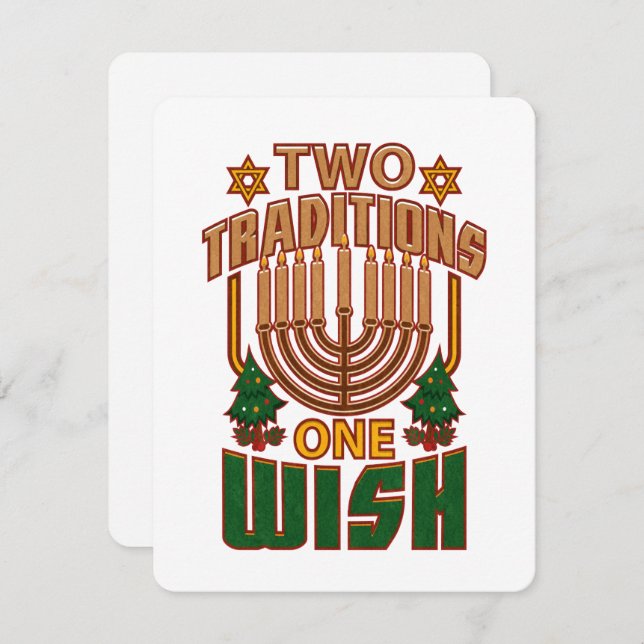 Tarjeta Festiva Hanukkah Dos tradiciones que uno quiere Christmukk (Anverso / Reverso)