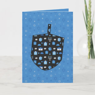 Tarjeta Festiva Hanukkah Dreidel Cutout