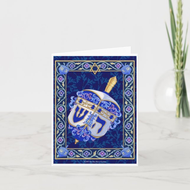 Tarjeta Festiva Hanukkah Dreidel Notecard (Anverso)