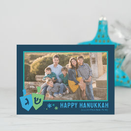 Tarjeta Festiva Hanukkah Dreidel Party Personalized Greeting Card
