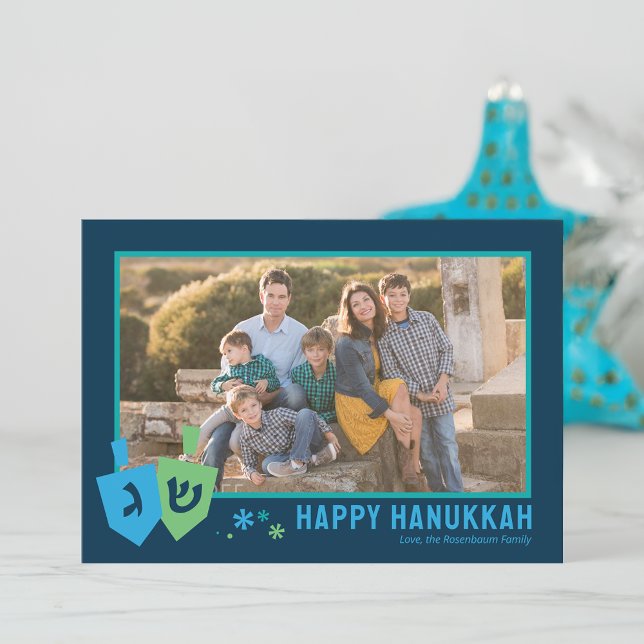 Tarjeta Festiva Hanukkah Dreidel Party Personalized Greeting Card (Subido por el creador)