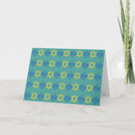 Tarjeta Festiva Hanukkah Dreidels + Stars