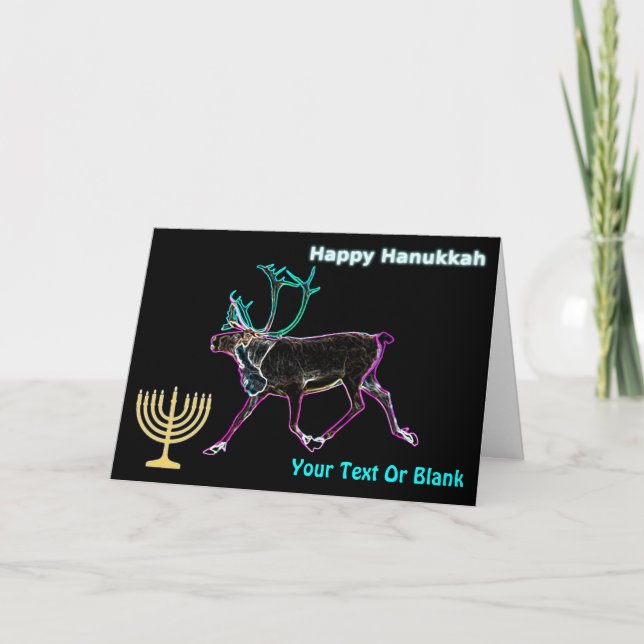 Tarjeta Festiva Hanukkah feliz - Caribou eléctrico (Anverso)