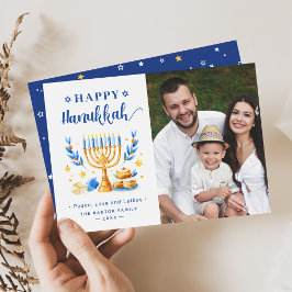 Tarjeta Festiva Hanukkah - Feliz Hanukkah, paz, amor y fotos de la