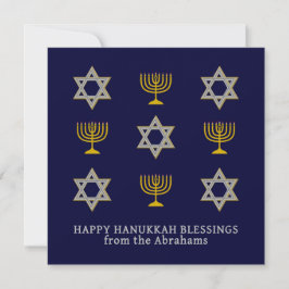 Tarjeta Festiva Hanukkah feliz personalizada y moderna