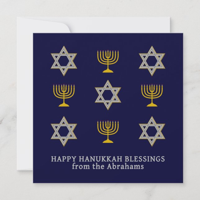 Tarjeta Festiva Hanukkah feliz personalizada y moderna (Anverso)