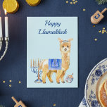 Tarjeta Festiva Hanukkah Funny Llama Llamakkah Chrismukkah<br><div class="desc">Este diseño puede ser personalizado en el área proporcionada cambiando la foto y/o el texto. O puede personalizarse eligiendo la opción de hacer clic en el personalizar y borrar o cambiar el color del fondo, agregar texto, cambiar el color o estilo del texto o eliminar el texto para un diseño...</div>